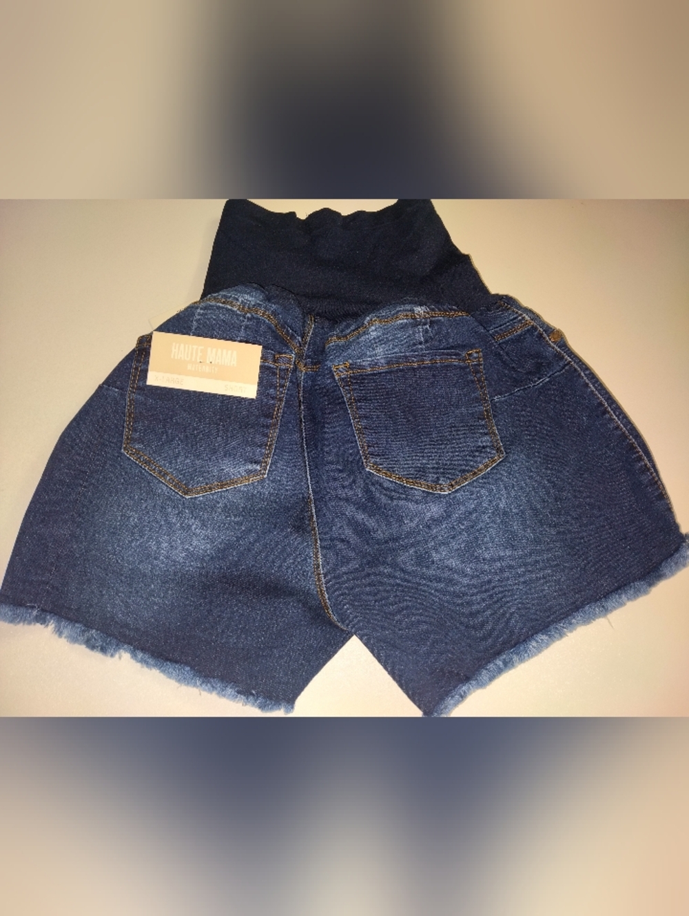 Haute MaMa Women's Maternity Dark Blue  Denim Shorts Size X-large - Picture 5 of 5